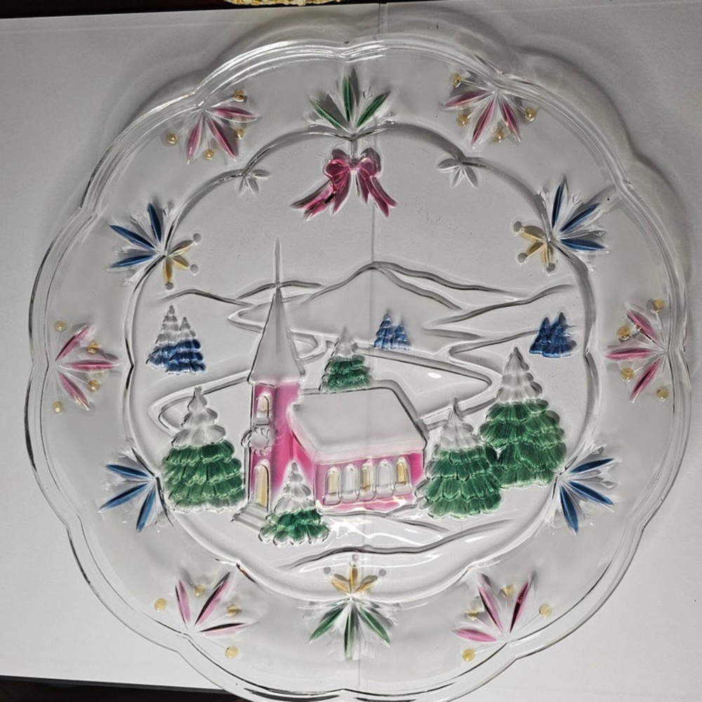 Vintage Crystal Christmas Platter